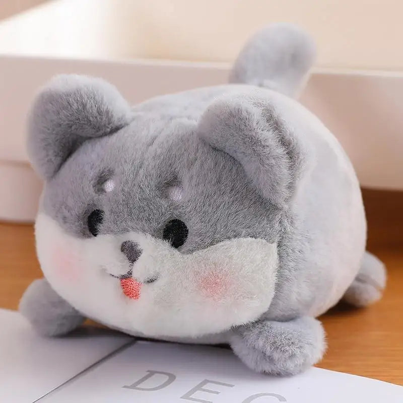 11cm Kawaii Tail Wagging Cat Doll Dog Plush Toys that Wag Their Tails by Pulling on a String Without Using Batteries