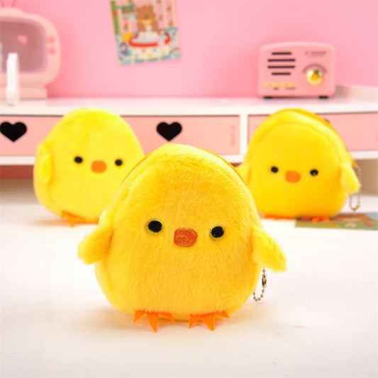 Kawaii cartoon Monkey Pig Chicken Penguin Animal party Embroidery storage bag Earphone bag Plush pendant coin purse toy portable