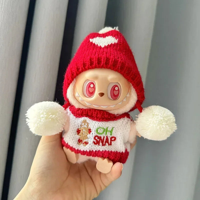 Mini Plush Doll'S Clothes Outfit Accessories For Labubu V2 christmas cookie man love hat Clothing for Labubu cloth