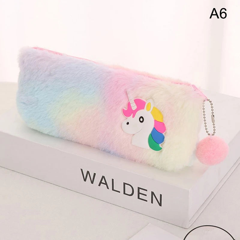 Kid Embroidery Unicorn Plush Crossbody Purses And Handbags Little Girls Rainbow Fluffy Purse Cute Cartoon Furry Shoulder Bag