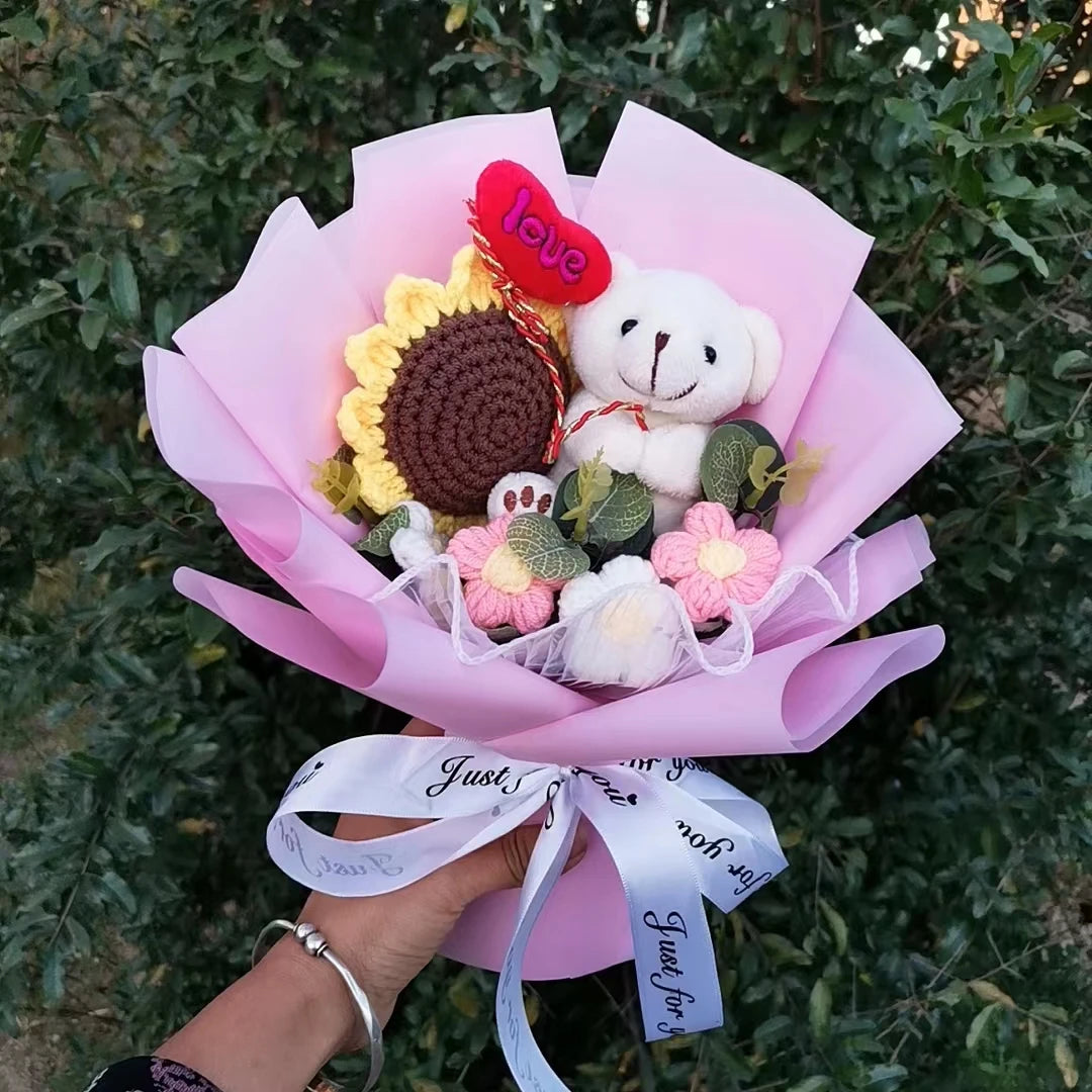 Cute Teddy Bear Plush Graduation Flower Bouquet Stuffed Toy Animal Cartoon Creative Birthday Valentine's Day Christmas Gifts