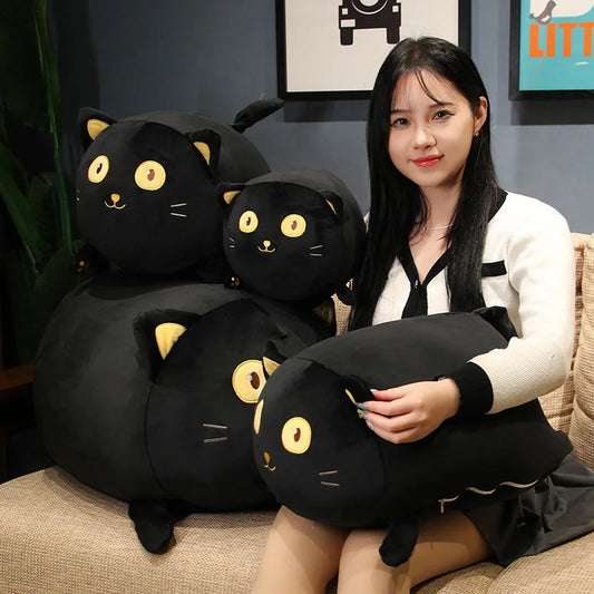 35-70CM Big Eyes black cat Plush Toy Soft Cat Doll Cute Plushie Peluche Kitten Pillow Sofa Cushion For Girls Valentine Day Gift