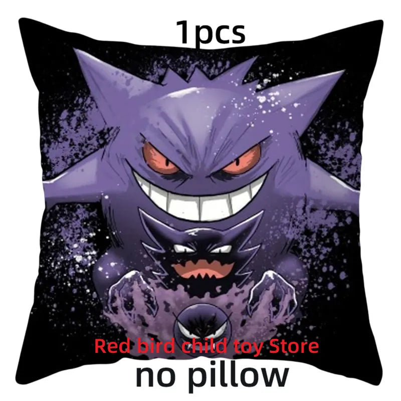 45X45CM Pokémon Pikachu Eevee Anime Short Plush Cute Cartoon Pillowcase Home Sofa Office Cushion Pillow Cushion Cover Wholesale