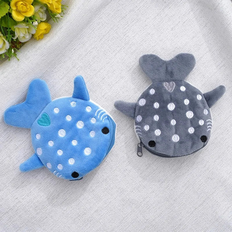 New Cartoon Shark Plush Coin Purse, Cute Pendant, Data Cable Bag, Zipper Bag