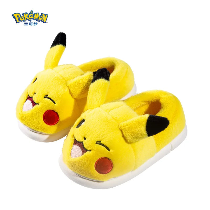 Pokemon Plush Cartoon Anime Pikachu Slippers Plush Warm Indoor Shoes Winter Warmth Anti Slip Boys Girls Birthday Xmas Gifts