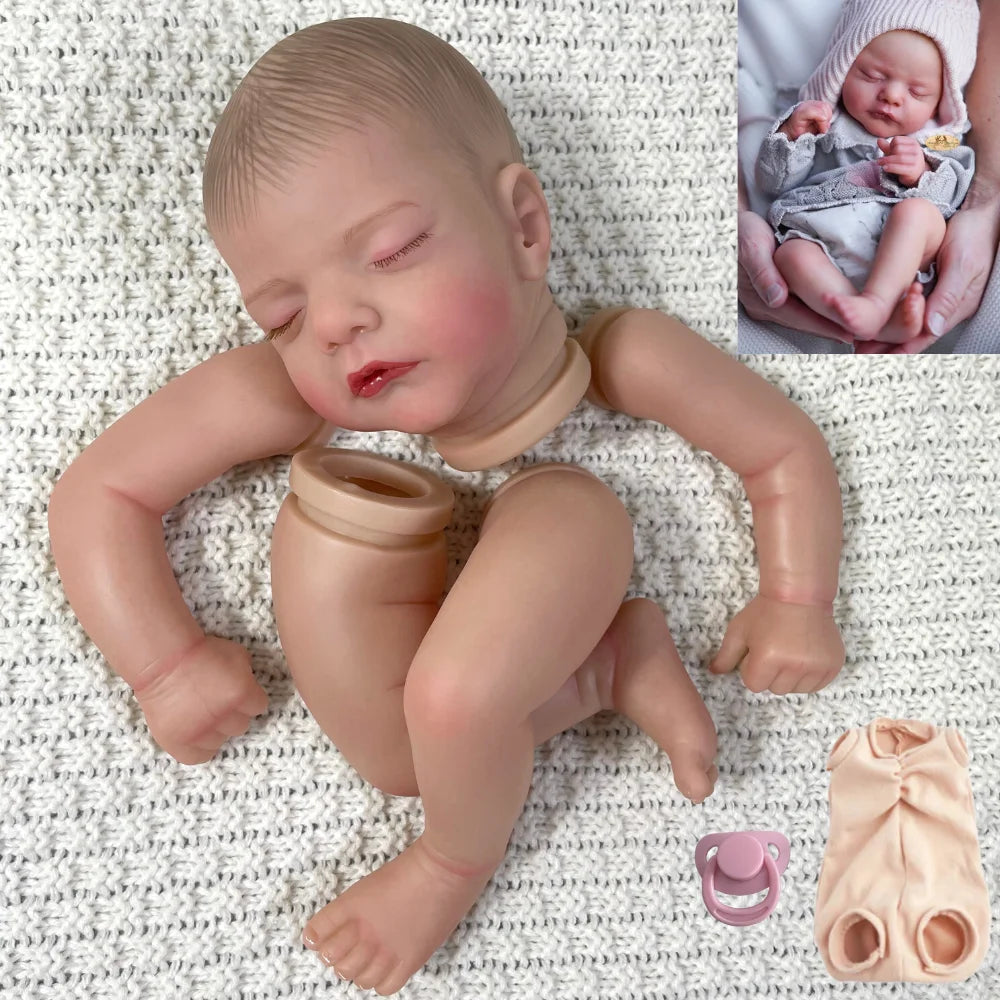 19Inch Already Painted Reborn Doll Parts Sam Lifelike Baby 3D Painted Skin with Visible Veins Handmade Mold Cloth Body Included