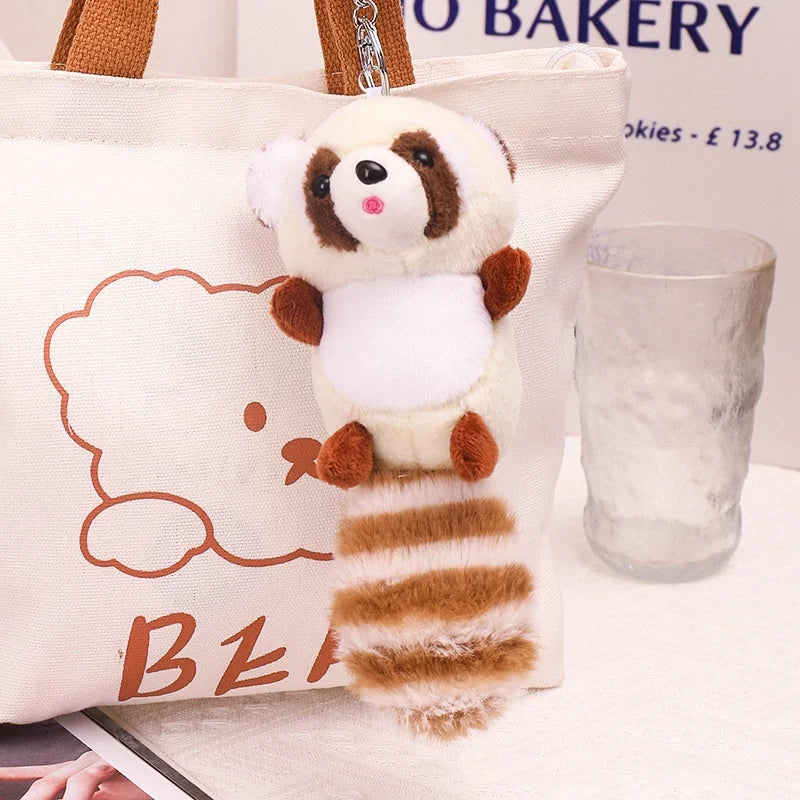 20cm  Cute Raccoon Plush Pendant Toy Doll Keychain Backpack Accessorie Gift