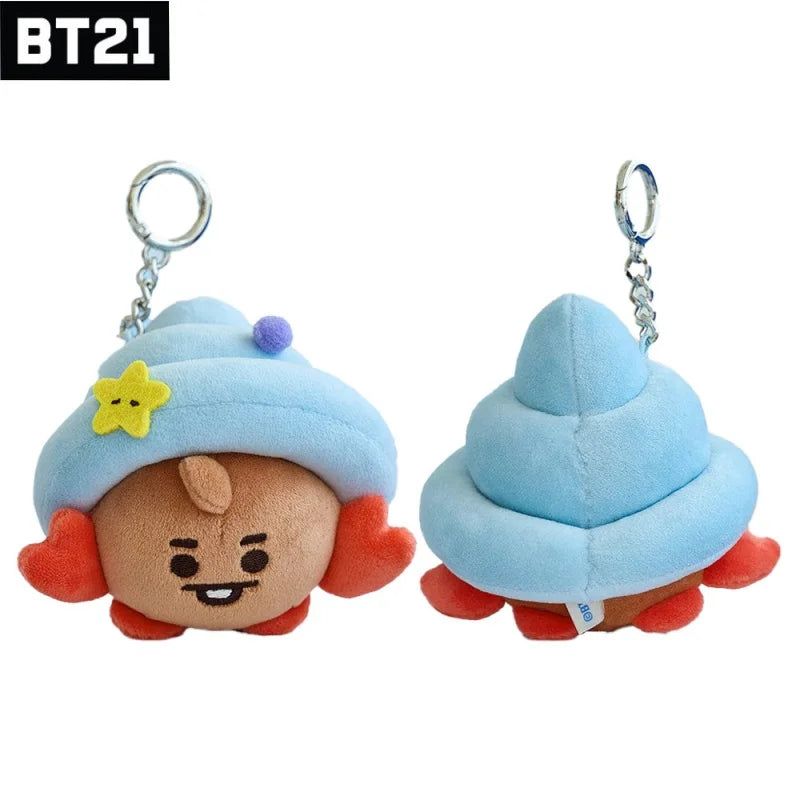 NEW 10CM BT21 Popular Anime Kawaii Cooky Tata Rj Mini Plush Keychain Pendant Ocean Friends Plush Doll Bag Pendant Ornament Gift