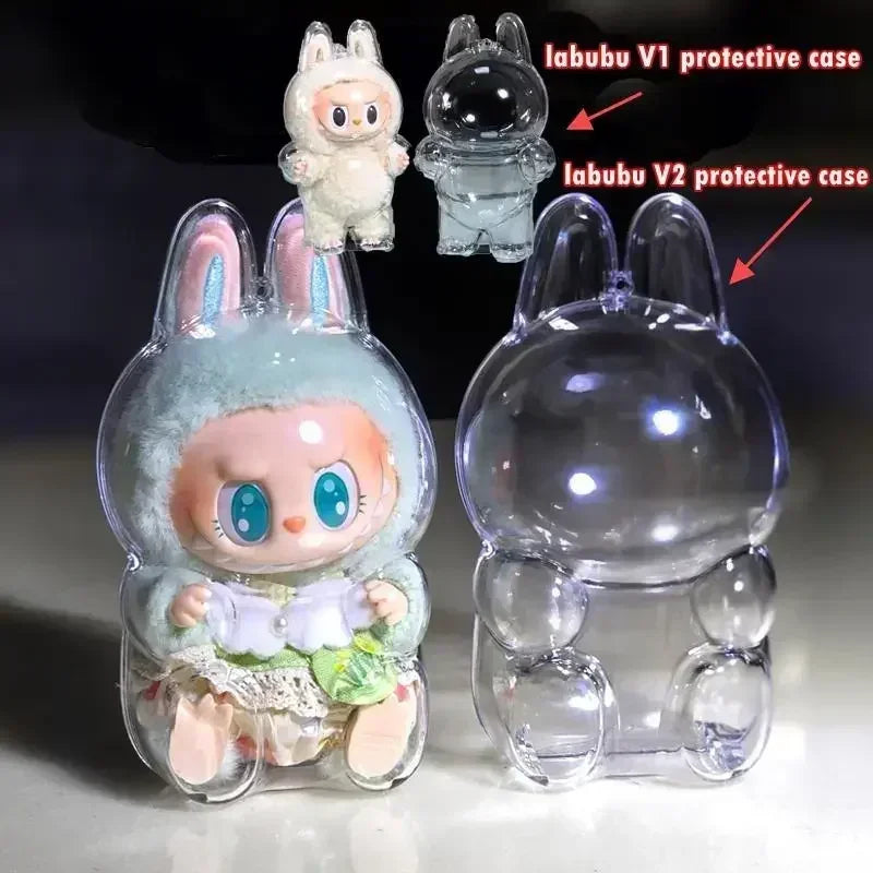 Protective Acrylic Case shell Transparent Organizer Box For Labubu V1 V2 upgraded Thickened Doll Bag Keychain Bags for POPMART