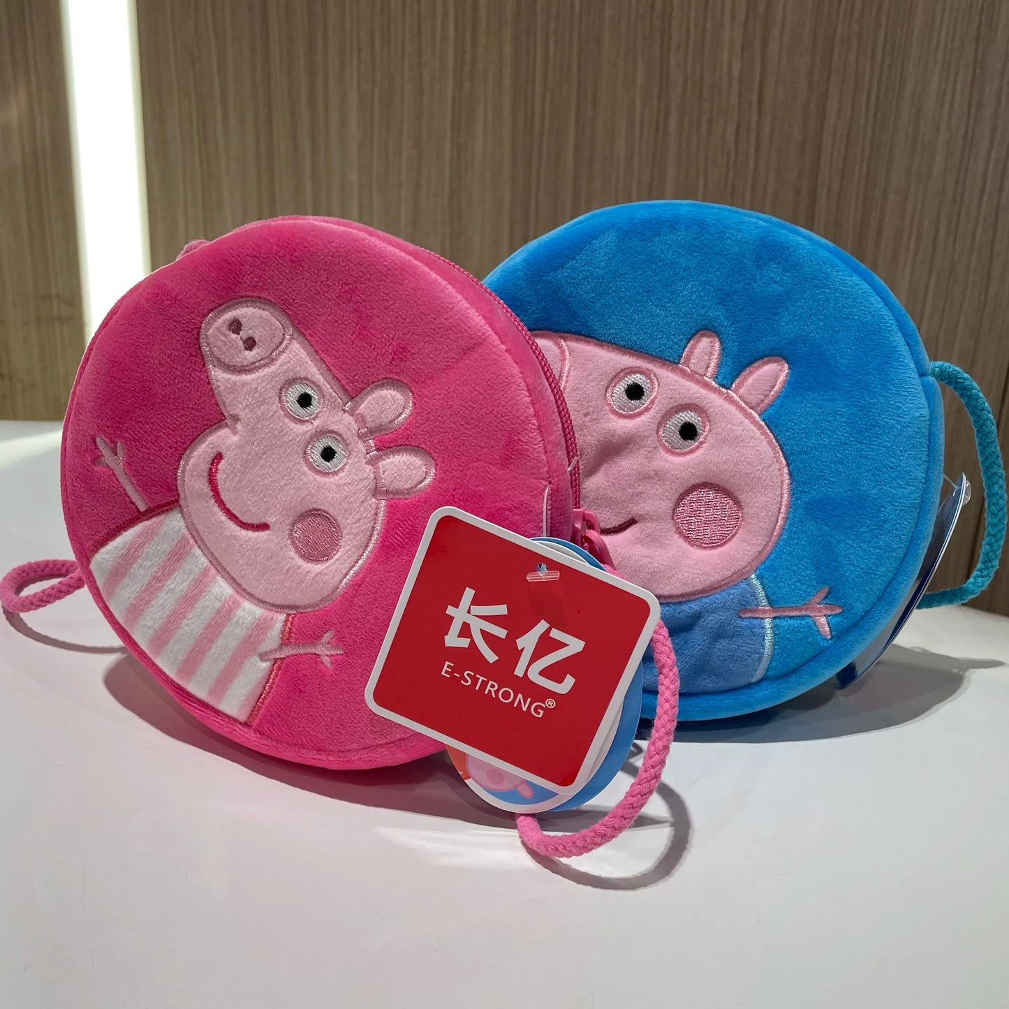 16cm New 100% Genuine Peppa Pig Plush Pink Blue Round bag Cross bags Peppa George kids Birthday gift Toy soft Doll hot sale