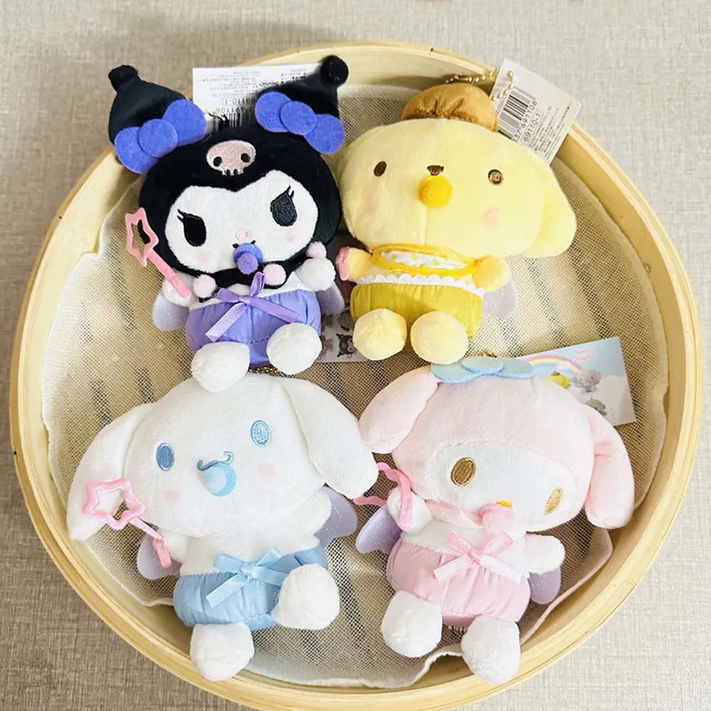 Sanrio Plush Doll Keychain Kawaii Kuromi Cinnamoroll My Melody Cinnamoroll  Anime Backpack Cute Pendant Stuffed Decoration Toys