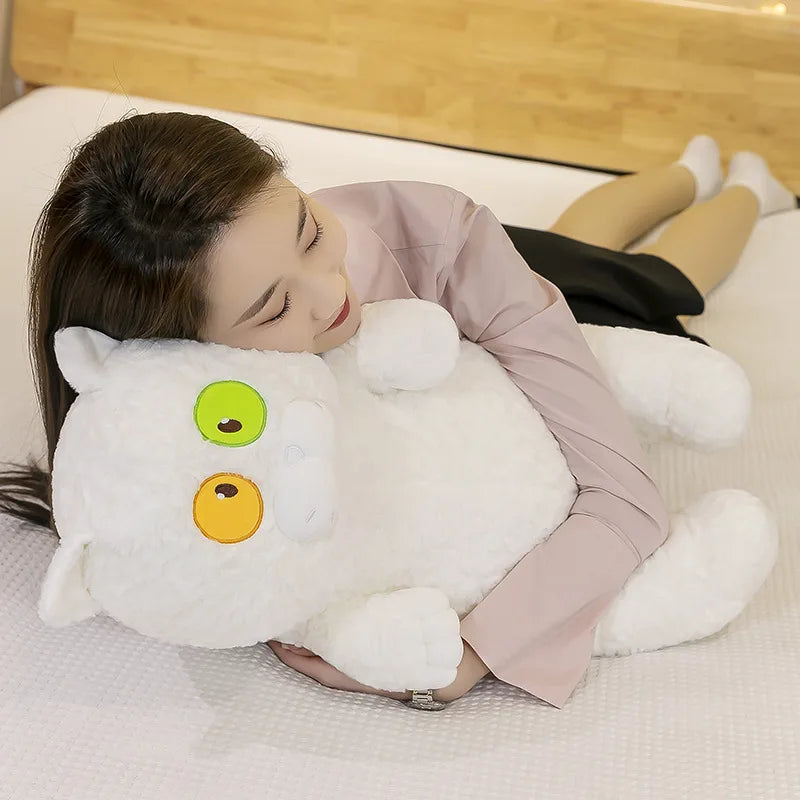 Cuddly Soft Stuffed Gaint Sitting Colorful Cats Staring Dolls Plush Animals Wide-eyed Cat Kawaii Toys Sofa Bed Pillow Kids Gift