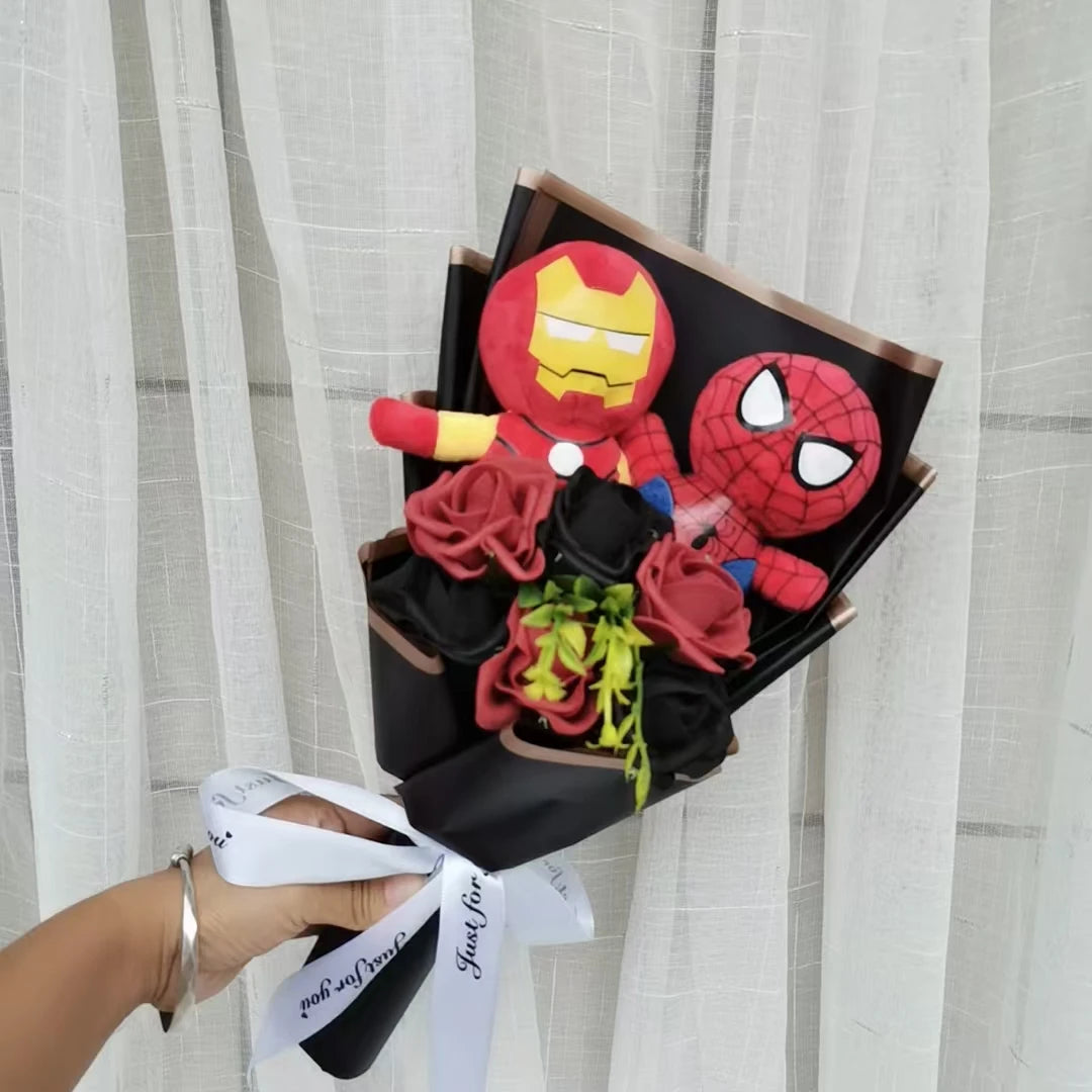 Man Spidermaned Plush Bouquet Movie Dolls Marvel Avengers Stuffed Hero Captain America Iron Christmas Valentine's Day Gifts