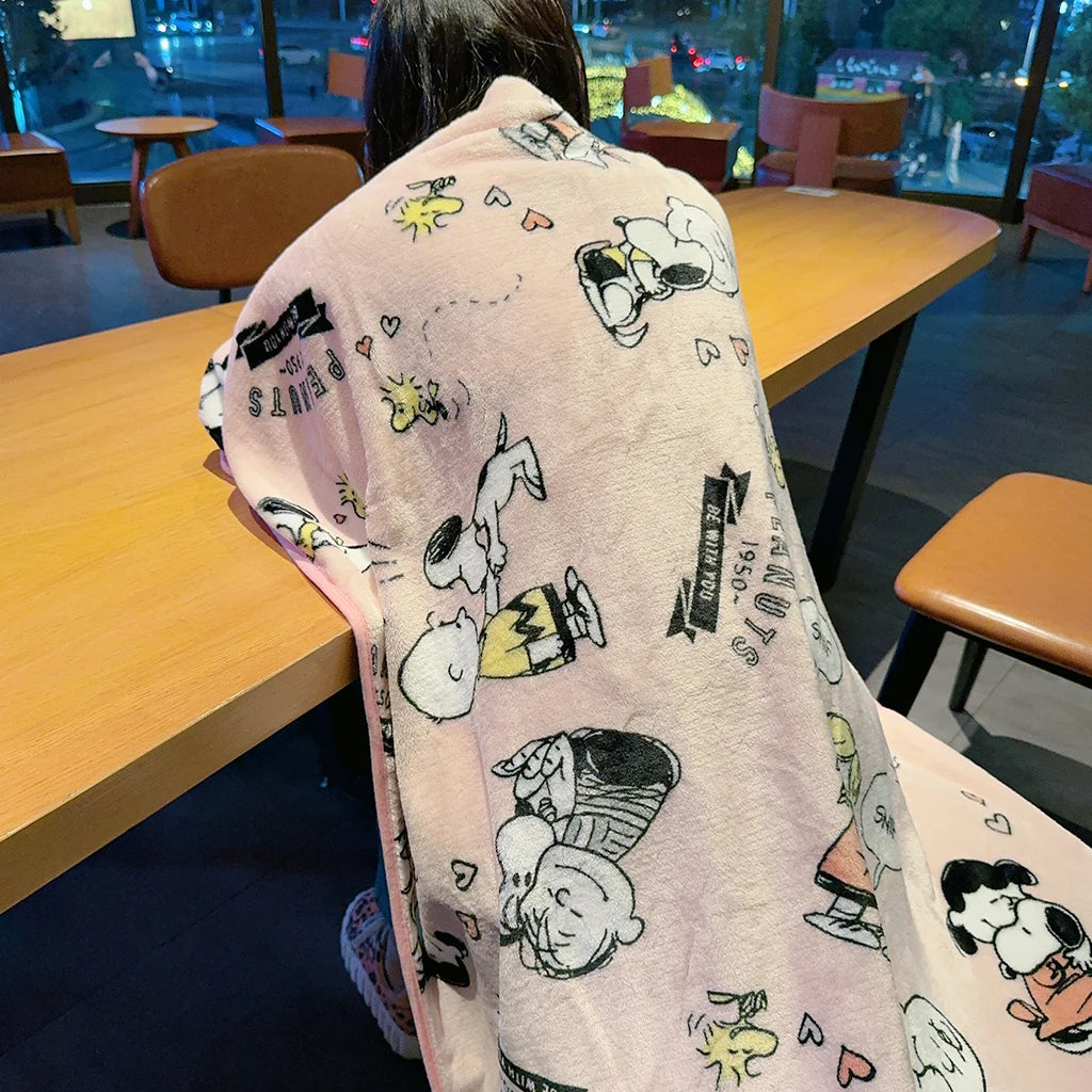 Cartoon Snoopy Plush Blanket Comfortable Lovely Anime Warm Flannel Blanket Pillowcase Nap Blanket Bedspread Sofa Bed Girl Gifts