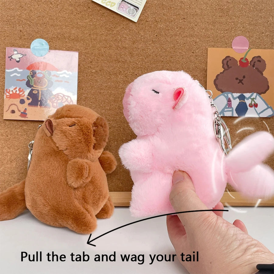 Kawaii capybara plush toys cute wagging tail doll creative keychain backpack accessories pendant pendant kids gift couple