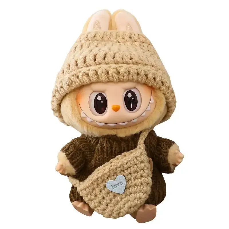 Clothes only For 17 cm  labubu winter sweater outfit Hoodies Doll Clothes for labubu V1 V2 DIY accessories