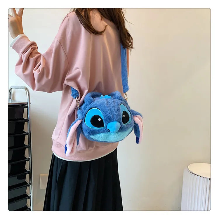 Disney New Lilo & Stitch Plush Toys Kawaii Plush Messenger Bag Girl Handbag Anime Stuffed Toys Children Cartoon Plushie Soft Bag