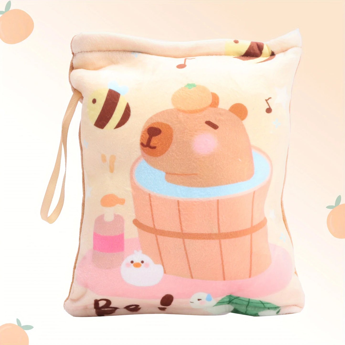 Kawaii Capybara Snack Bag Plush Toys The Soft And Cute Capybara Plush Bag Holds Four Capybara Cubs Funny Stuffed Animal Plush To