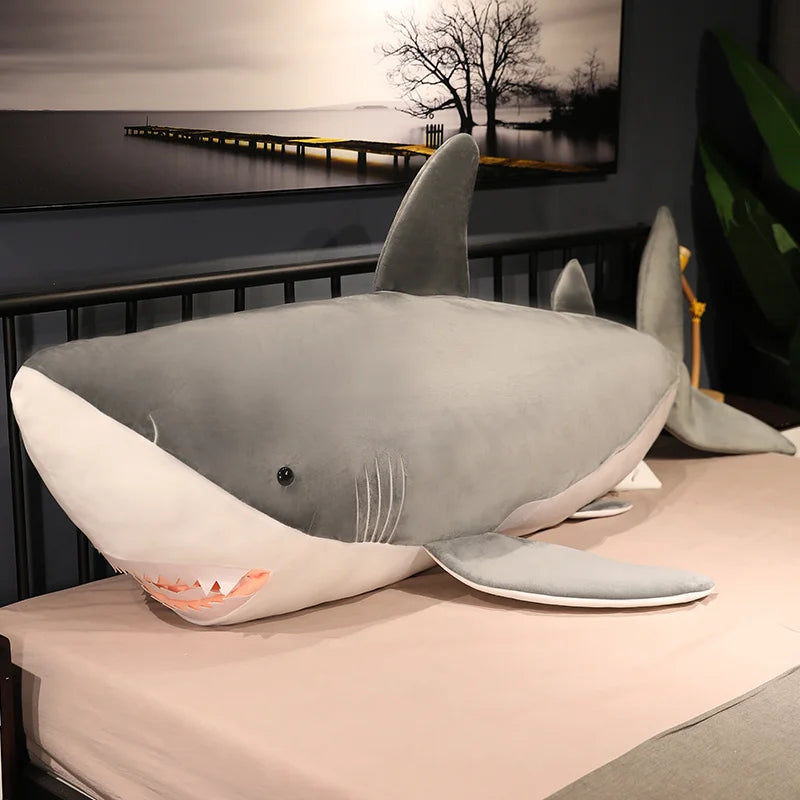 60/90/110cm Cute Shark Plush Toy Soft Stuffed Sleeping Animal Reading Pillow for Birthday Gifts Cushion Doll Gift