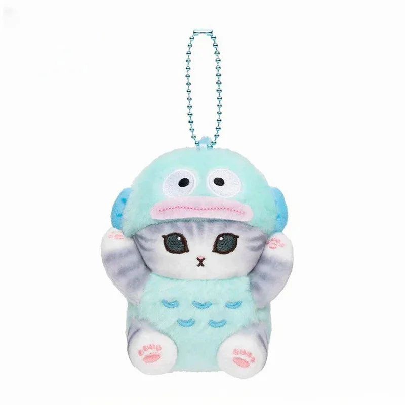 12CM Kawaii Mofusand Cross-Dressing Sanrio Hello Kitty Kuromi Hanyodon Plush keychain pendant Anime plush doll backpack pendant