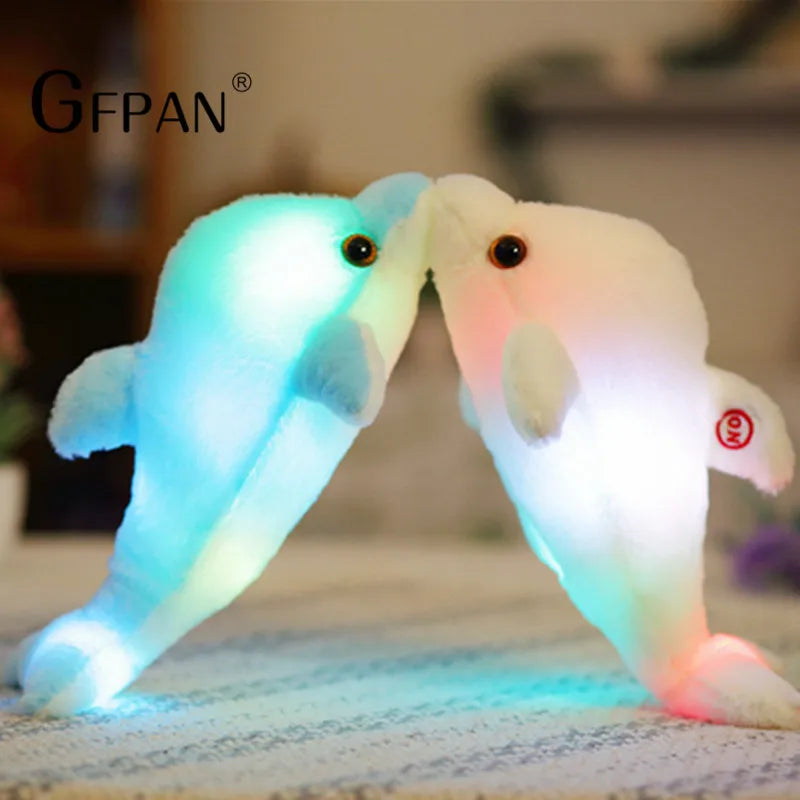 1pc 30cm Cute Plush Animal Cartoon Led Light Luminous Dolphin Stuffed Colorful Plush Toys  Kawaii Birthday Present For Kids