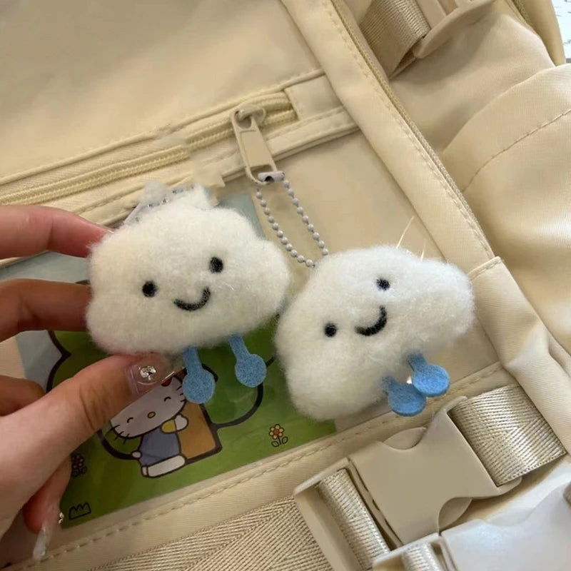 Cute Plush Cloud Doll Squeak Keychain Kawaii Fluffy Soft Stuffed Toy Backpack Charms Pendant Friendship Couple Gift For Kids