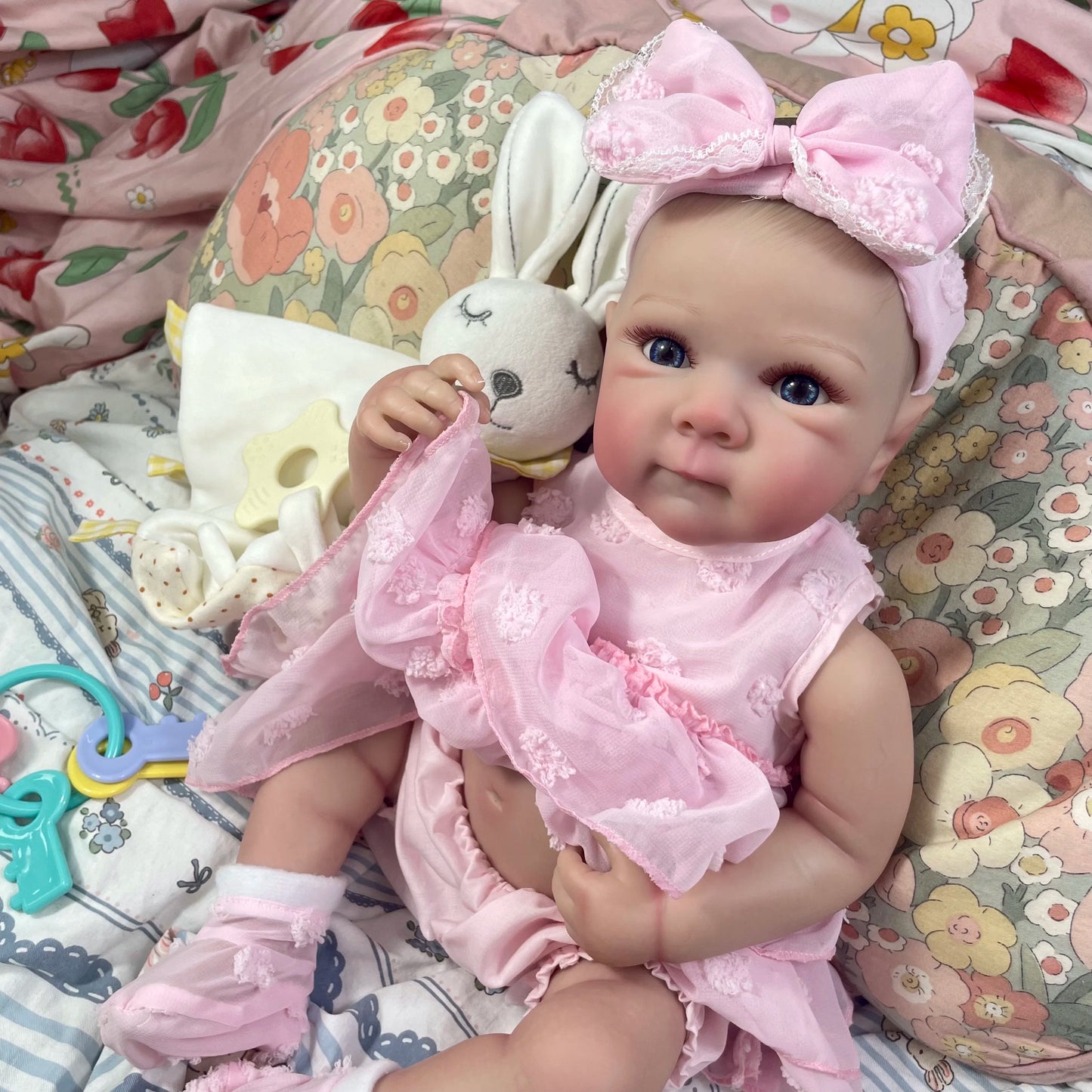 MRB 18Inch Finished Reborn Baby Doll Full Silicone Vinyl Girl Washable Bettie With Painted Lifelike 3D Skin Reborn Christmas Toy