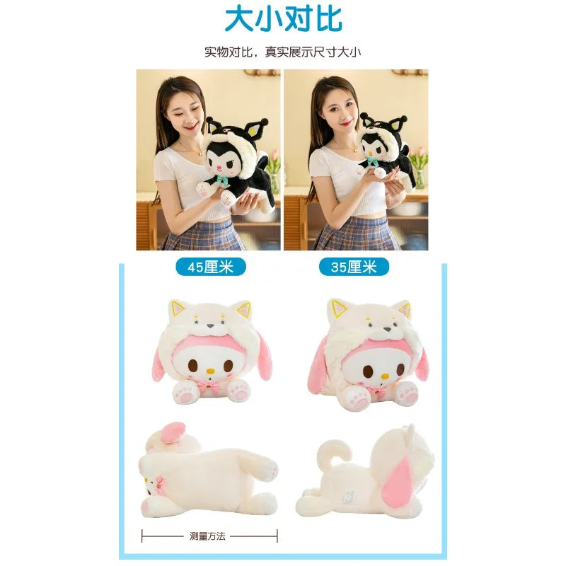 35/45CM Sanrio Plush Toy Mymelody Doll Cross-dressing Kuromi Stuffed Toys Cinnamoroll Soft Toys Plush Dolls Girl's Birthday Gift