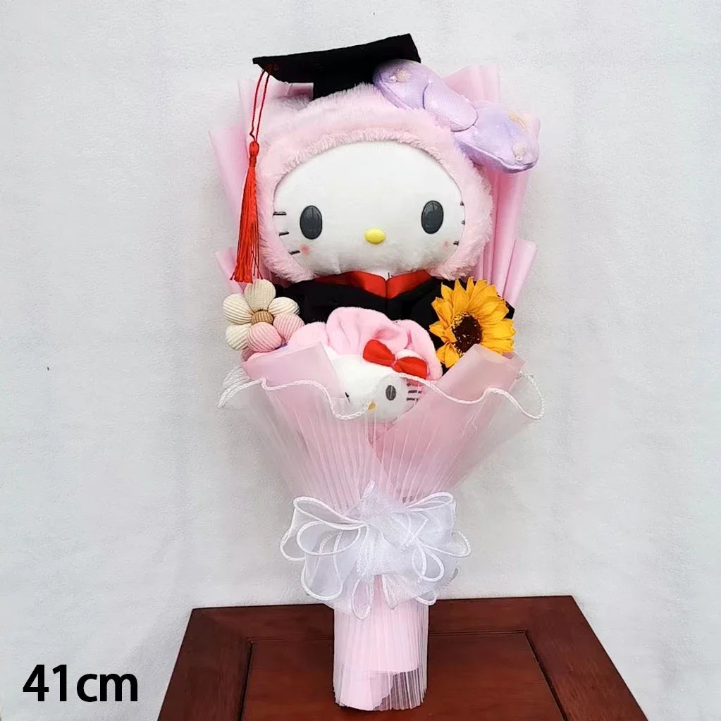 Kuromi My Melody Hello Kitty Graduation Bouquet Sanrioed Anime Plush Doll Toy Valentine's Day Christmas Surprise Holiday Gifts