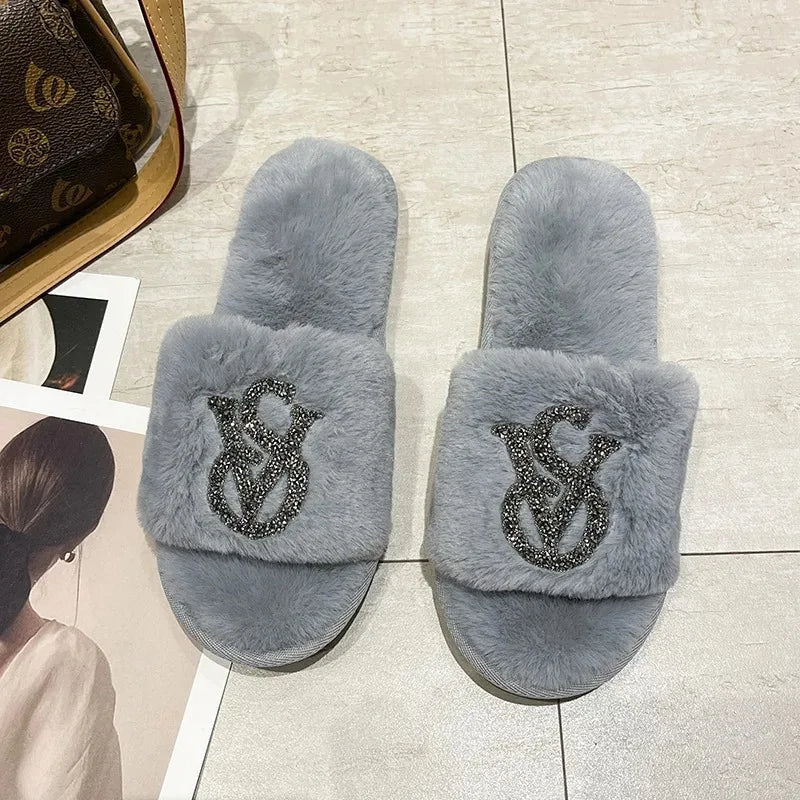 Fluffy Slippers Women Home Fashion Designer Shoes Ladies Popular Casual Platform Indoor Fur Slides Girls Flats Open Toe Elegant