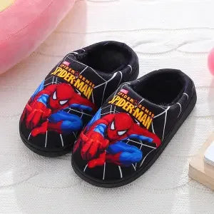 Disney Cartoon Printed Spider-man Cotton Slippers For Children's Shoes Fashion Style Warmth Winter Indoor Kids Boys Slipper