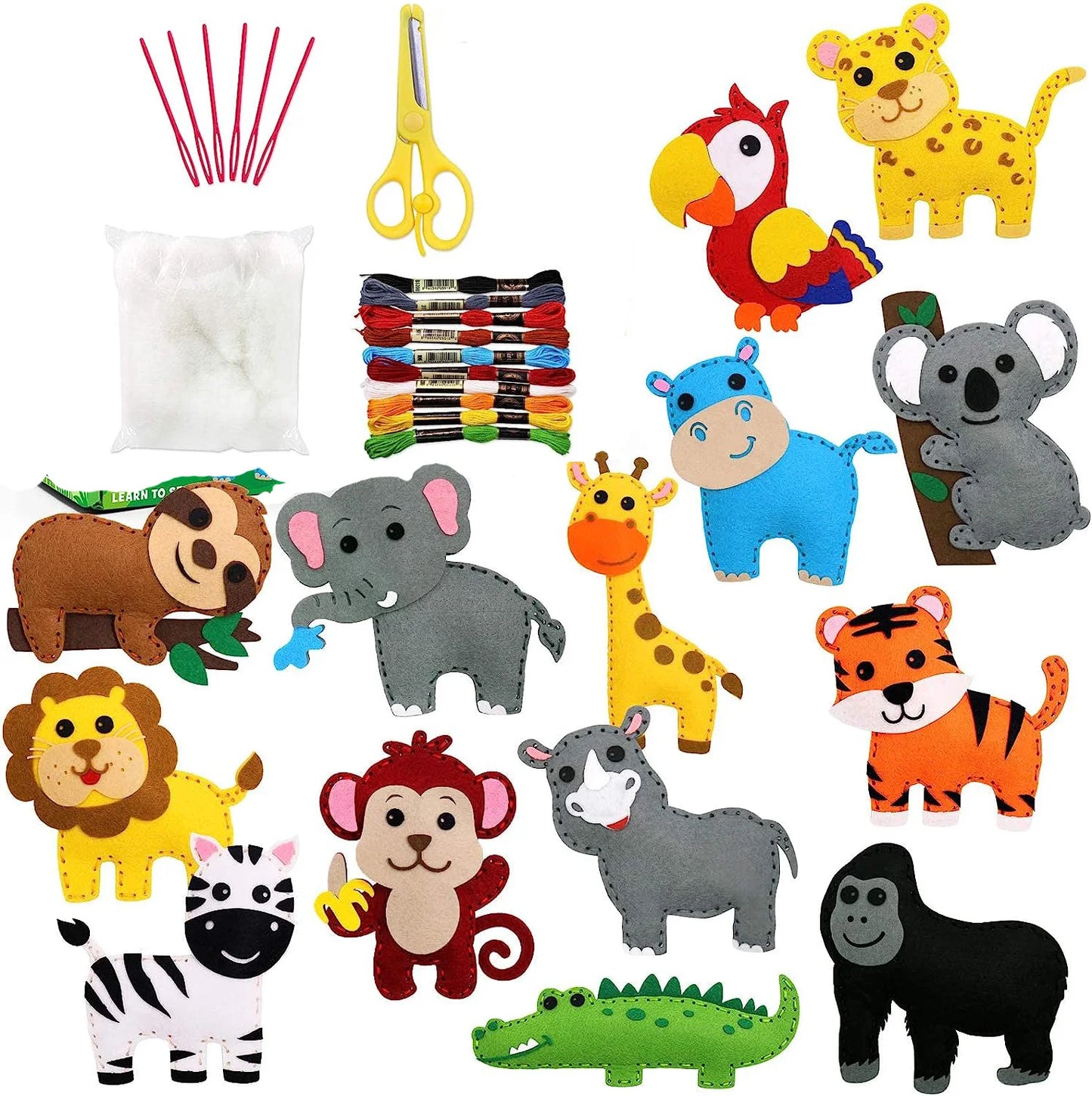 Woodland Animals Craft Kit Forest Creatures DIY Sewing Felt Plush Animals for Kids Beginners Educational Sewing Set Girl Art Toy