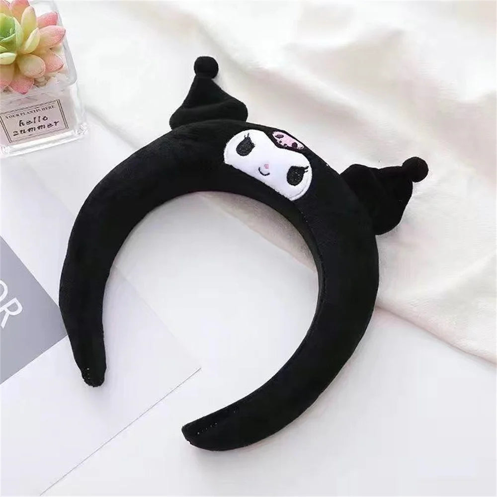 Sanrio Hair Hoop Kawaii Cinnamoroll Kuromi Headband Melody Pompompurin Plush Headdress Women Boutique Hair Accessories Headgear