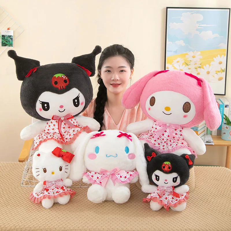 Sanrio Kawali Kuromi Hello Kitty My Melody Cinnamoroll Pillow Plush Toys Plushie Keychain Stuffed Doll for Kids Christmas Gift