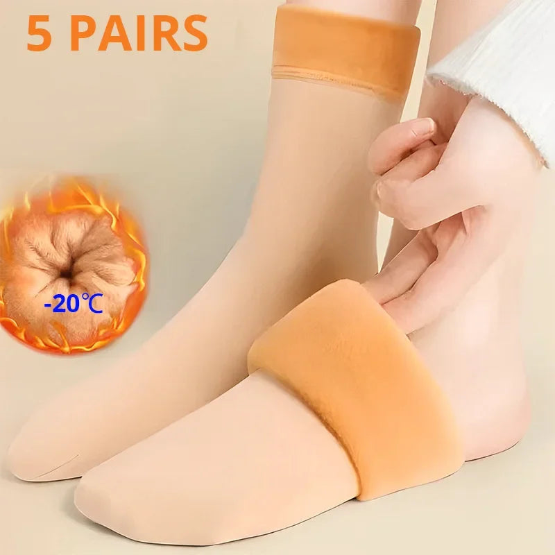 2/5/10 Pairs Womens Mens Solid Color Socks Autumn And Winter Thickened Plush Warm Medium Tube Socks Snow Socks