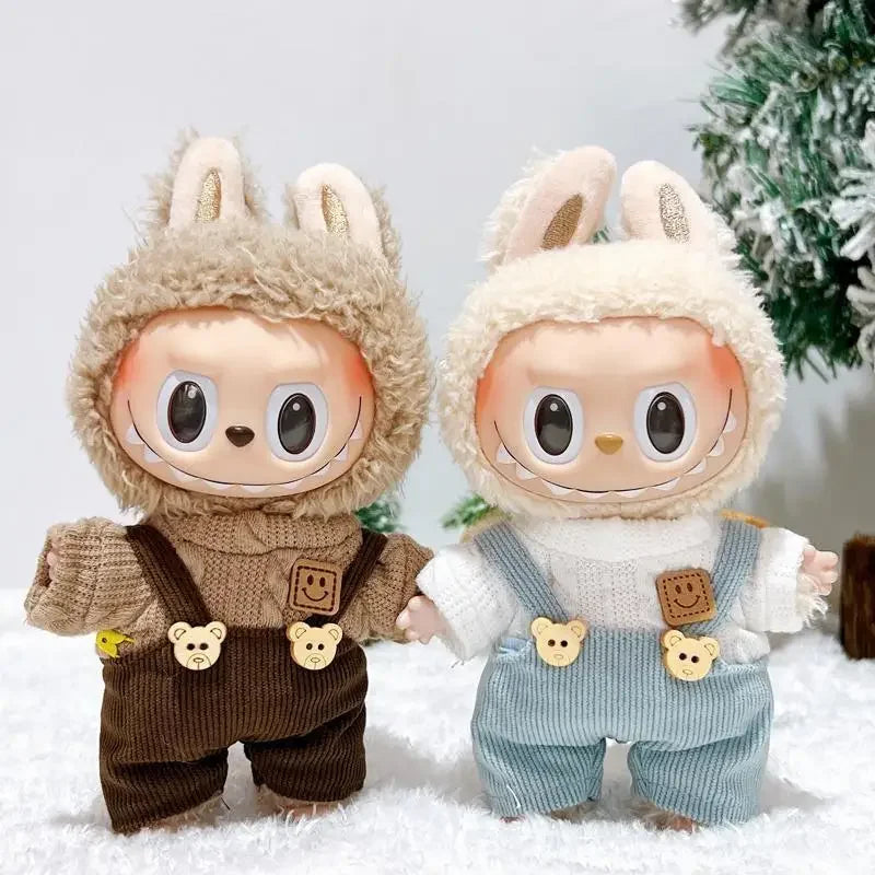 For Labubu v1/v2 sitting baby clothes Christmas dress up Bear overalls cute macaron labubu accessories Cute Decoration Clothes