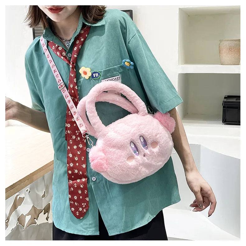 Cartoon Kirby Star Game Peripheral Series Kirby Plush Toy Girl hand crossbody Women's Mobile Phone Bag Coin Purse Kids Xmas Gift