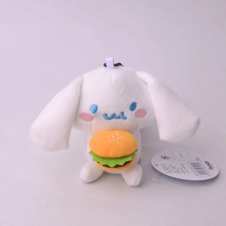 Sanrio 12Cm Keychain Hello Kitty Cinnamoroll  Kuromi Food Plush Doll Kawaii Melody Fries Anime Cartoon Plushie Toy Gifts