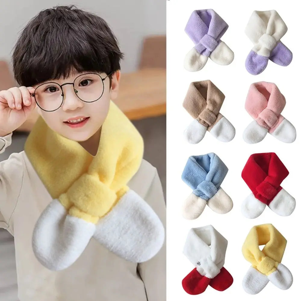 Bib Baby Thermal Neck Warmer Thickened Windproof Coldproof Boys Girls Plush Scarf Warm Neck Cover Snap Fastener