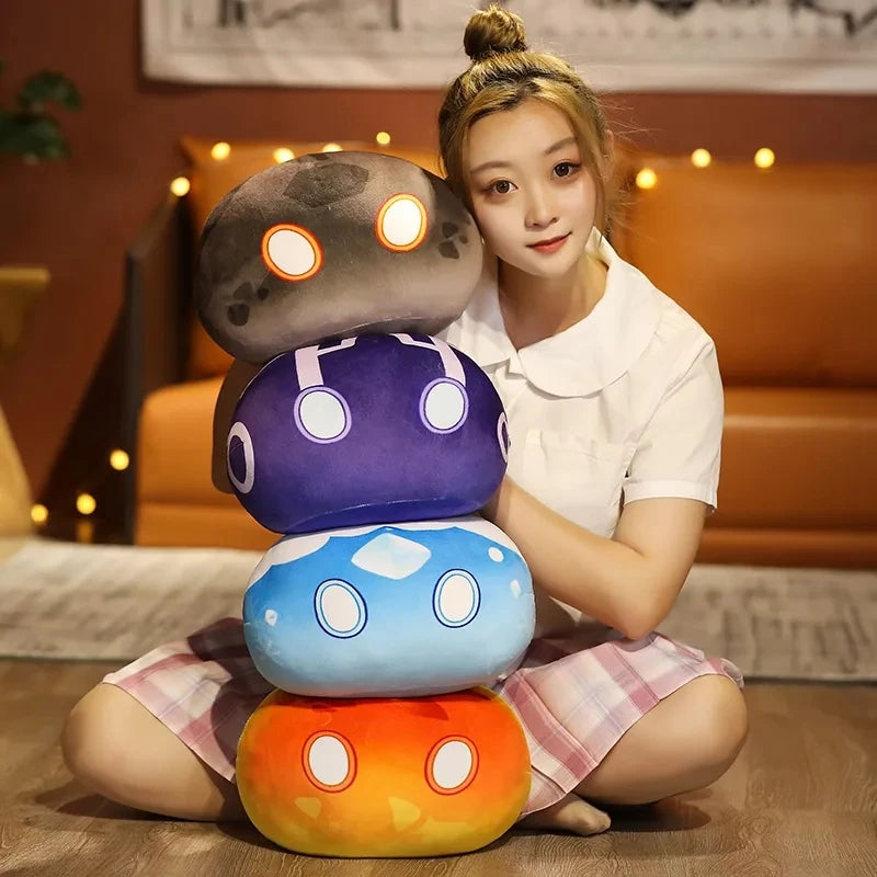 Super Cute Genshin Impact Slime Plush Toy Element Anemo Electro Pyro Cryo Hydro Geo Dendro Soft Pillow Holiday Gift for Kids