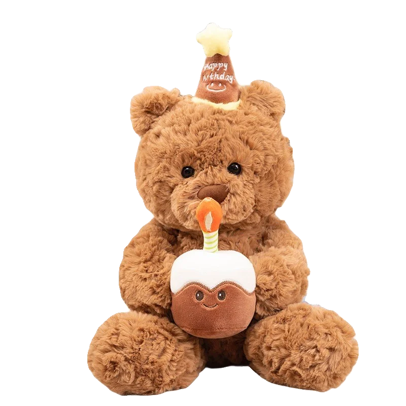 Cake Brown Bear Plush Toy Cute Stuffed Animal Toy Children Kids Doll Plush Soothing Cartoon Pillow Lovely Birthday Surprise Gift