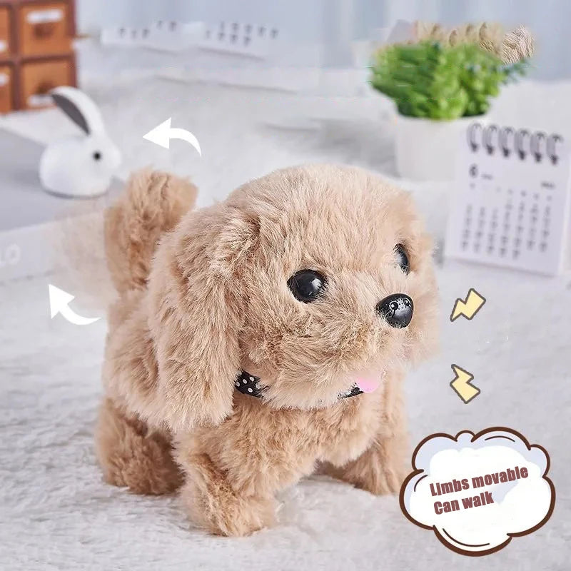 New Electronic Pet Dog Toy Walking Interactive Dog Plush Doll Toys Vibrating Automatic Moving Electric Puppy Gift For Baby Kids