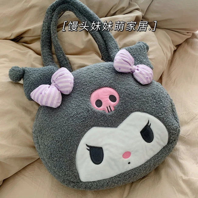 Lovely Japanese Style Kuromi My Melody Cosmetic Case Cosmetic Bag Lolita Shoulder Bag Handbag Plush Bag Cute Gifts For Girl