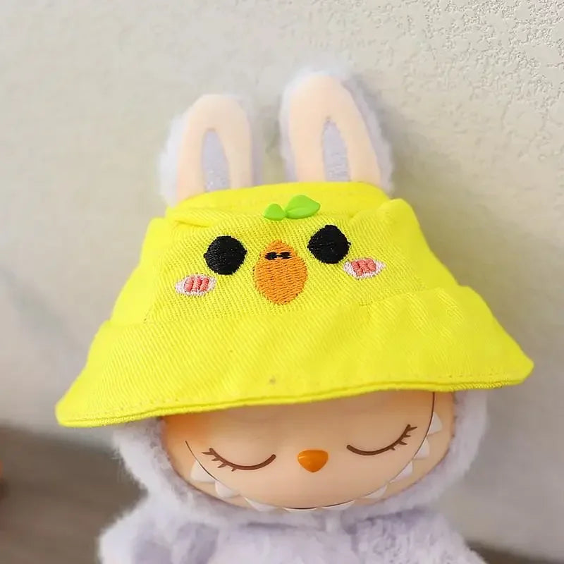 For 17cm LABUBU hat sit party macaron outfit doll bucket Hat Cute Doll Accessories Kids Girls Toys