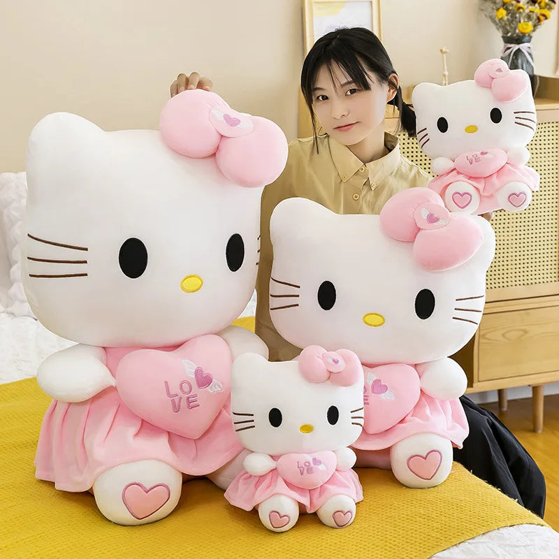 Sanrio Hello Kitty Pink Plush Stuffed Toys Anime Cartoon Plushie Doll Soft Stuffed Pillow Toys For Children Birthday Xmas Gifts