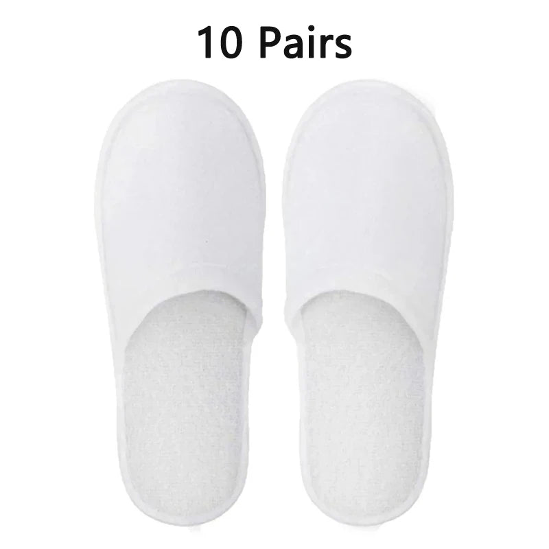 5/10 Pairs Spa Slippers of Brushed Plush Closed-toe Disposable Slippers for Men and Women Suitable for Families Guest Hotel Tra