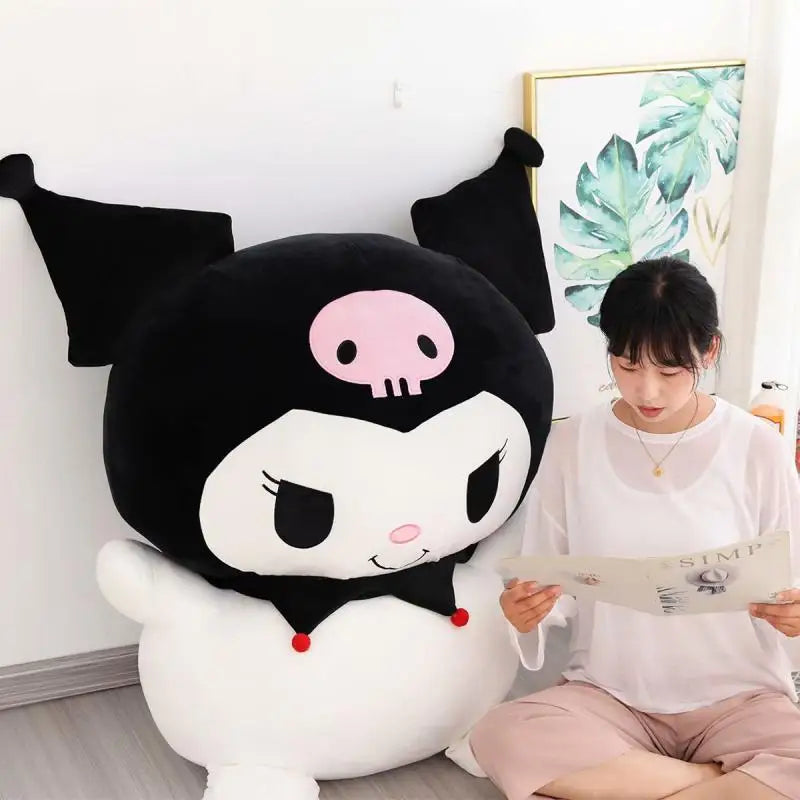 Big Size Kuromi Stuffed Doll Melody Cinnamoroll Plush Toy Kawaii Anime Bedside Cushion Room Decoration Christmas Gift For Girl