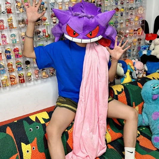 New Hot 130cm Pokemon Gengar Big Tongue Plush Anime Peripheral Big Size Gengar Sleep Pillow Dual Purpose Nap Blanket Stuffed Toy