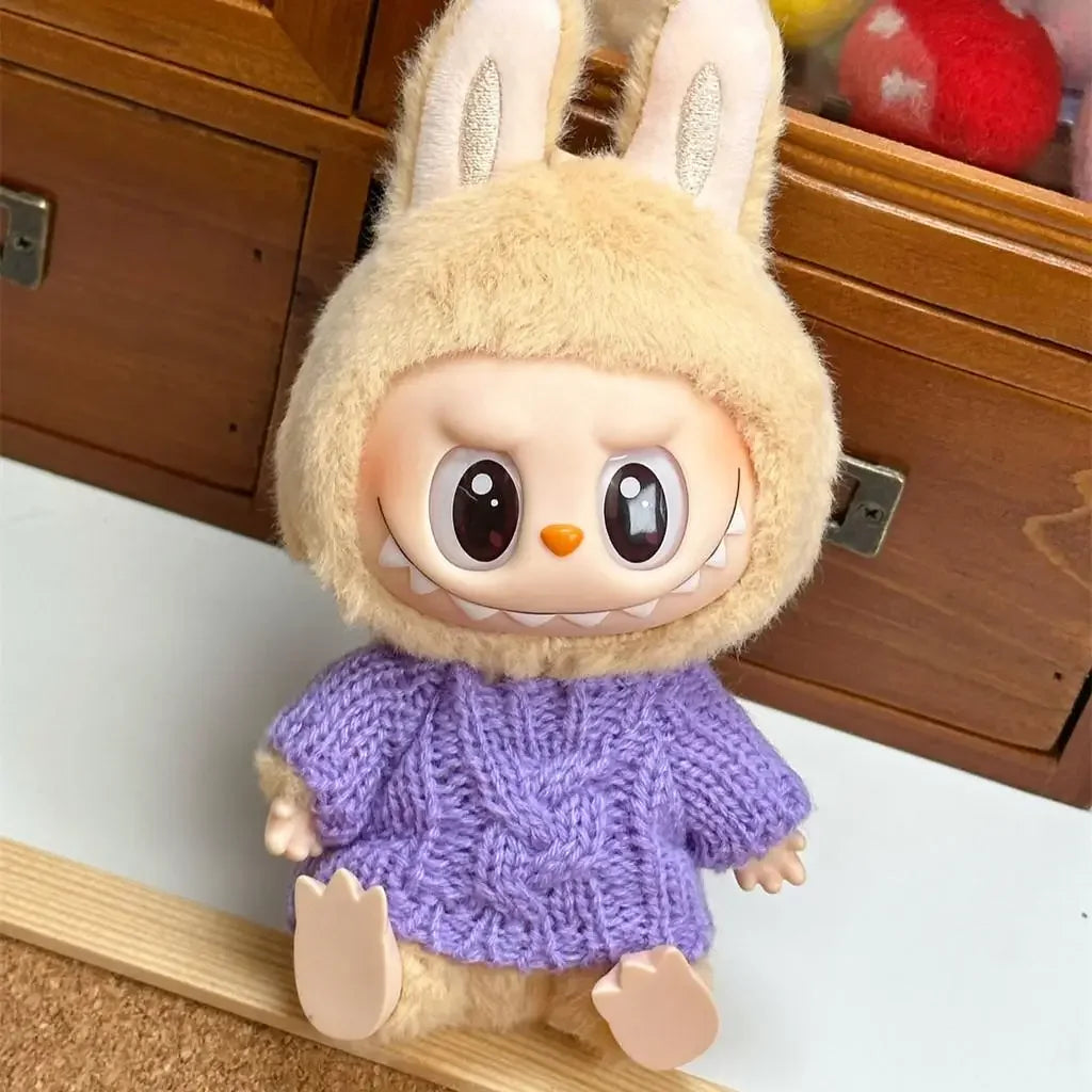 For 17CM Labubu v1/v2 baby clothes cute top winter sweater Match Hoodies Dolls Accessories Cute Decoration for labubu decoration