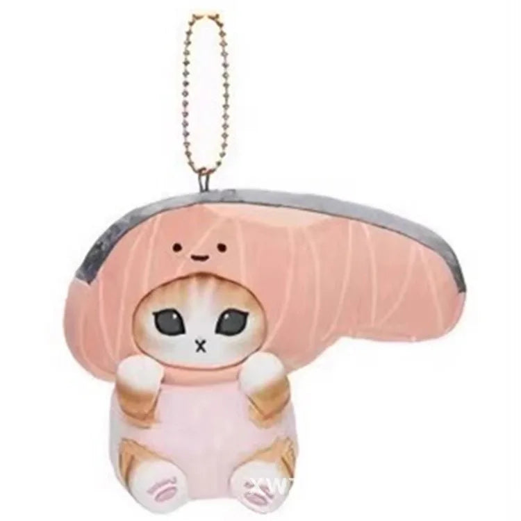 Kawaii Sanrio Plush Keychain Pendant Cartoon Mofusand Shark Cat Cross-Dressing Hello Kitty Kuromi doll stuff Backpack Decor Toys